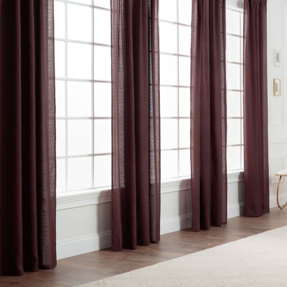 Chanasya -  2pk Faux Belgian Flax Semi Sheer Window C Brown